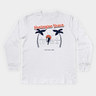 Huntington Beach Surf City USA Surfing Kids Long Sleeve T-Shirt